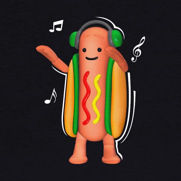 'Dancing Hotdog' Witty Food Lover Gift by ourwackyhome